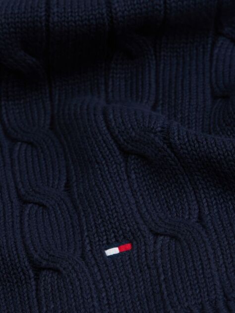 Blue Kids' Cable Knit Flag Embroidery Scarf  Kids Unisex