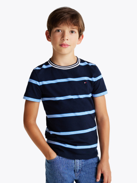 Multi Stripe Crew Neck T-Shirt  Boys