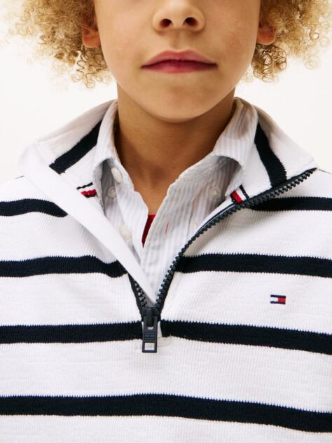 Multi Breton Stripe Half-Zip Sweatshirt  Boys