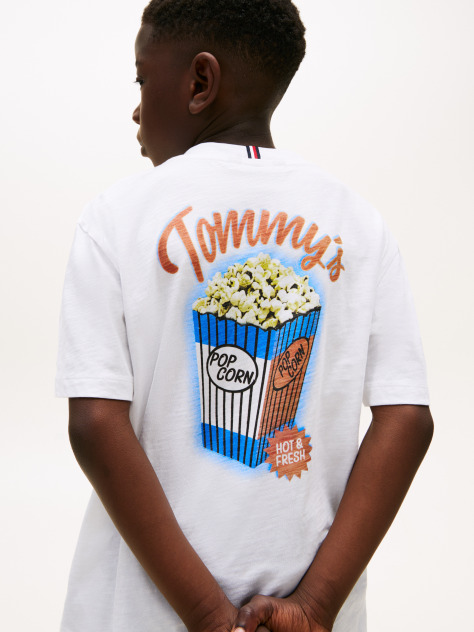 White Back Graphic Textured T-Shirt  Boys