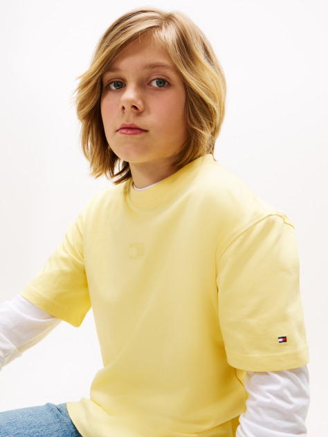 Yellow Tonal Flag Embroidery T-Shirt  Boys