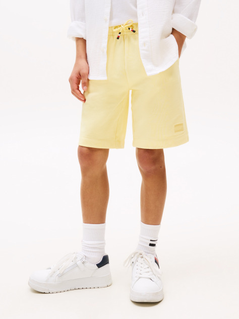 Yellow Tonal Flag Embroidery Sweat Shorts  Boys