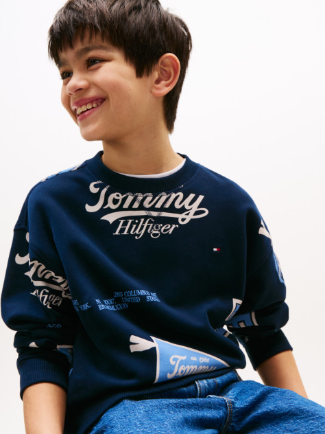 Blue All-Over Logo Print Sweatshirt  Boys