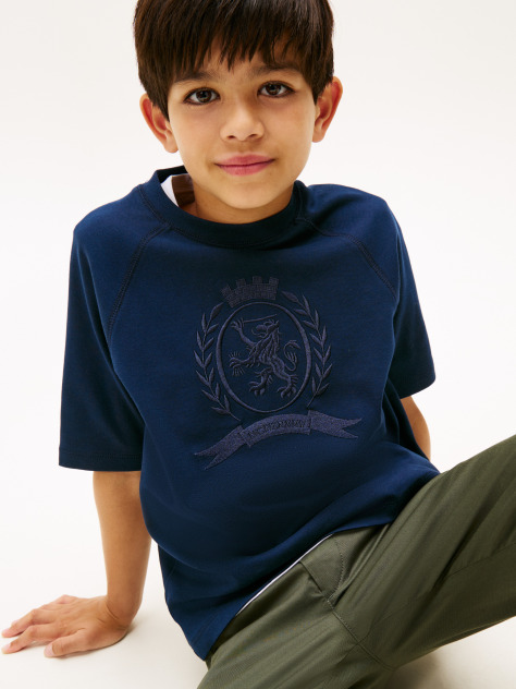 Blue Tonal TH Crest Crew Neck T-Shirt  Boys