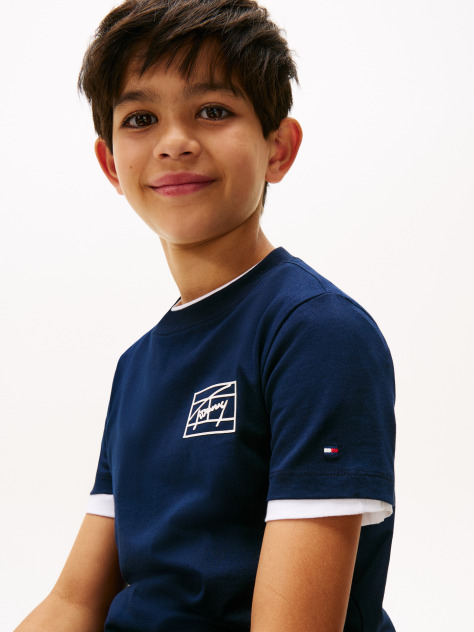 Blue Varsity TH Signature Logo Flag T-Shirt  Boys