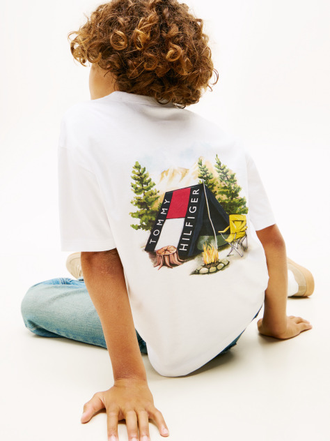 White Back Graphic Crew Neck T-Shirt  Boys