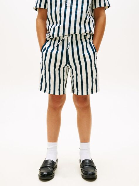 Multi Linen Blend Stripe Relaxed Shorts  Boys