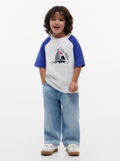Blue Logo Colour-Blocked Raglan Sleeve T-Shirt  Boys