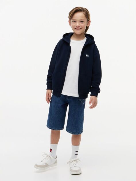 Blue Tonal Flag Logo Terry Zip-Thru Hoody  Boys