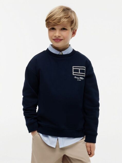 Blue Outline Flag Logo Terry Sweatshirt  Boys