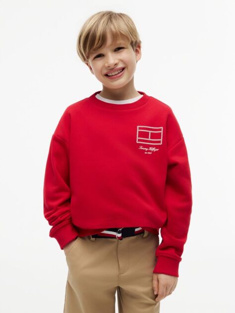 Red Outline Flag Logo Terry Sweatshirt  Boys
