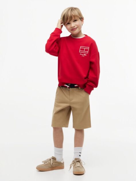 Red Outline Flag Logo Terry Sweatshirt  Boys