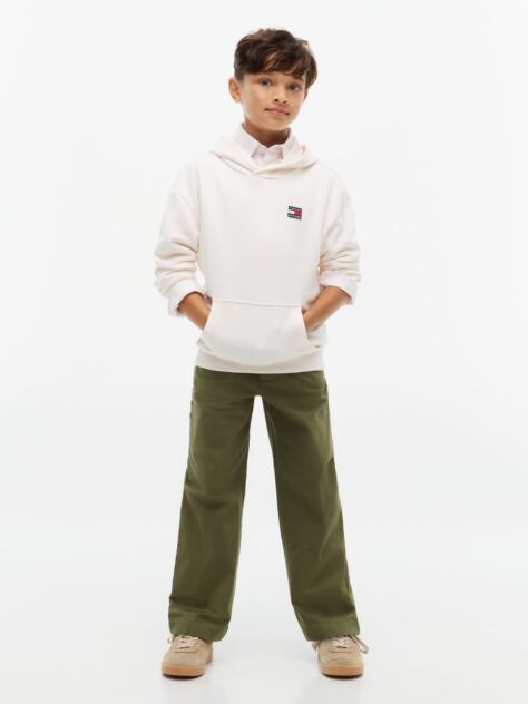Green Herringbone Relaxed Twill Trousers  Boys