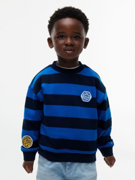 Multi Stripe Logo Badge Crew Neck Sweatshirt  Boys