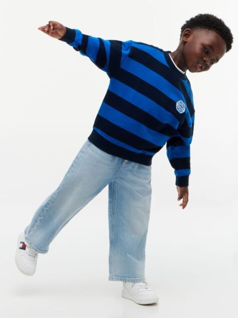 Multi Stripe Logo Badge Crew Neck Sweatshirt  Boys