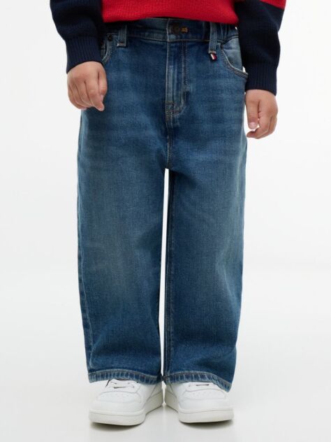 Blue Graphic Elasticated Waist Wide Leg Jeans  Boys