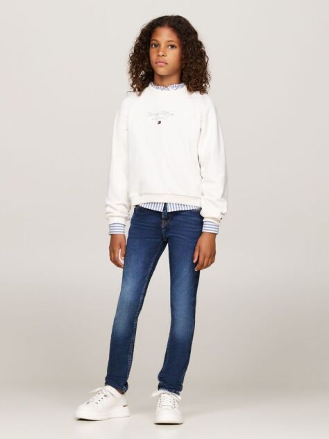 Blue Skinny Mid Wash Faded Jeans  Girls
