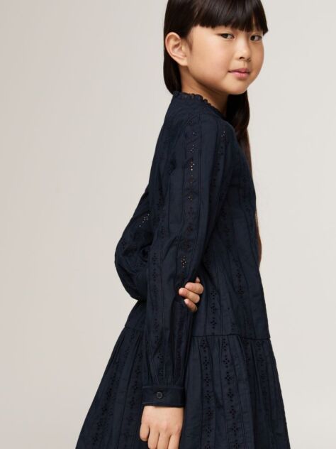 Blue Hilfiger Monotype Broderie Anglaise Dress  Girls