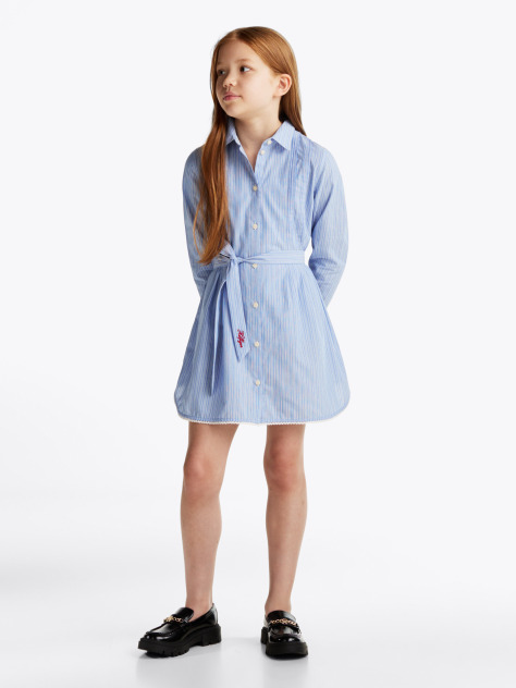 Blue Stripe Shirt Dress  Girls