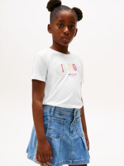 White Varsity Crew Neck T-Shirt  Girls
