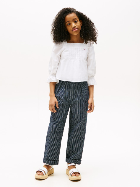 Multi Seersucker Stripe Relaxed Trousers  Girls