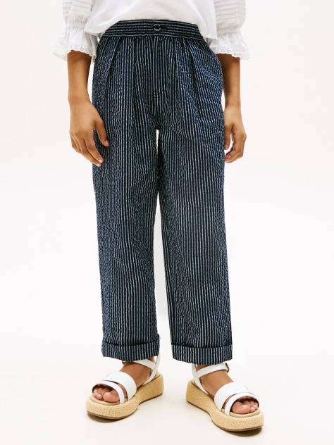 Multi Seersucker Stripe Relaxed Trousers  Girls