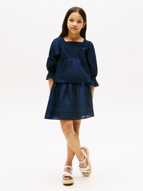 Blue Broderie Anglaise Tape Skirt  Girls