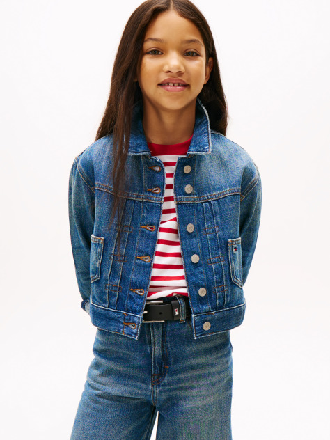 Blue Back Logo Denim Trucker Jacket  Girls