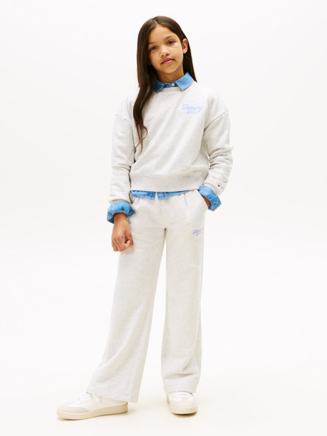 Grey Varsity Flock Logo Wide Leg Joggers  Girls
