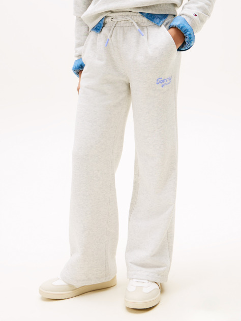 Grey Varsity Flock Logo Wide Leg Joggers  Girls