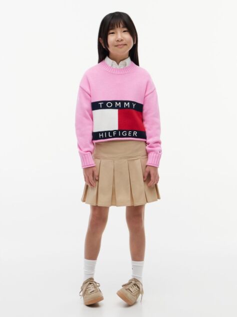 Pink Heritage Flag Rib-Knit Relaxed Jumper  Girls