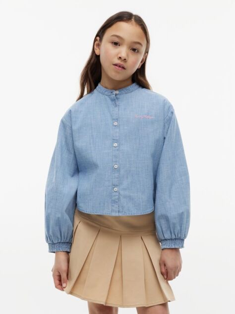 Denim Relaxed Fit Logo Embroidery Chambray Shirt  Girls