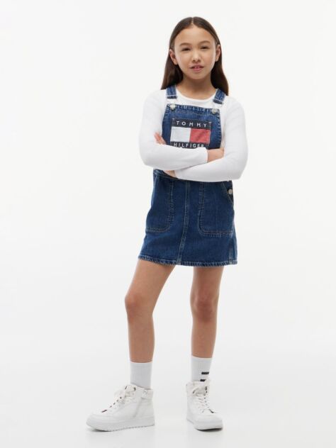 Denim Heritage Logo Pocket Denim Dungaree Dress  Girls