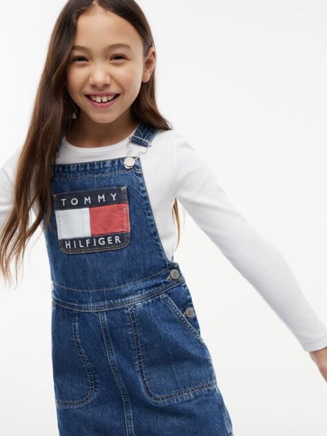 Denim Heritage Logo Pocket Denim Dungaree Dress  Girls