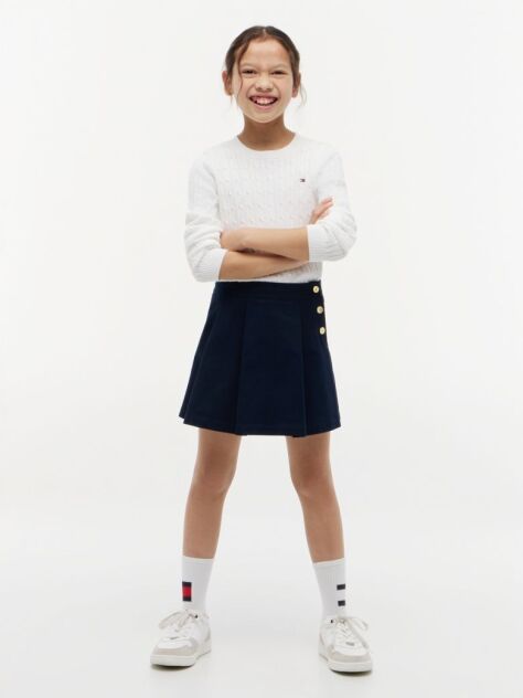 Blue Gold-Tone Button Pleated Skirt  Girls