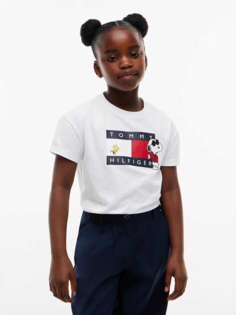 White Peanuts® Flag Graphic Relaxed T-Shirt  Girls