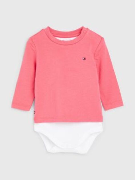 Pink Longsleeve Logo Bodysuit  Newborn