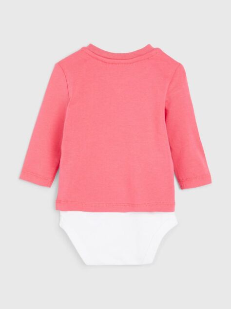 Pink Longsleeve Logo Bodysuit  Newborn