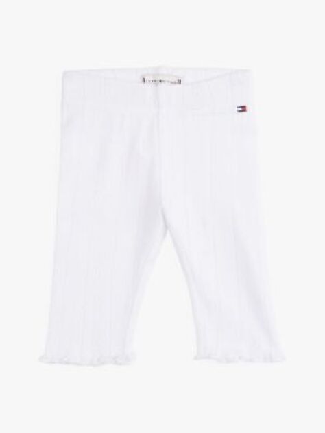 White Pointelle Knit Slim Leggings  Newborn