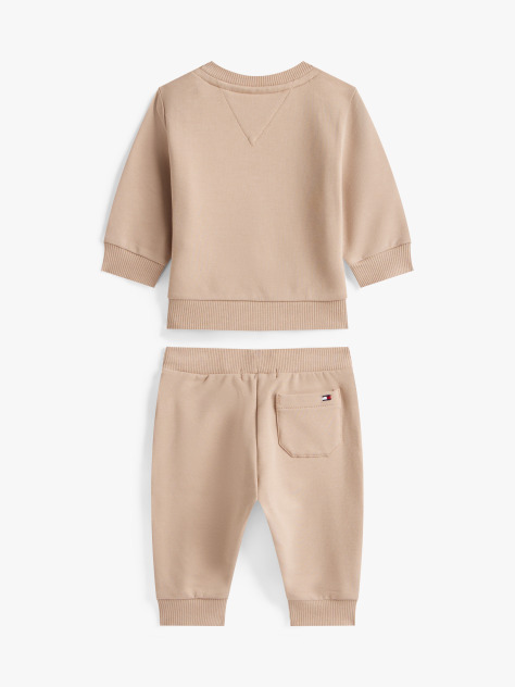 Beige Varsity Sweatshirt And Joggers Set  Newborn
