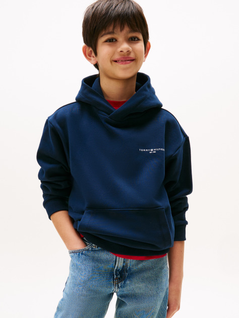 Blue Signature Tape Logo Hoody  Kids Unisex