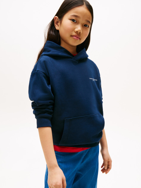 Blue Signature Tape Logo Hoody  Kids Unisex