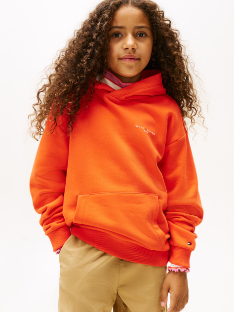 Orange Logo Regular Fleece Hoody  Kids Unisex