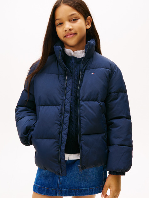 Blue Back Flag Logo Puffer Jacket  Kids Unisex
