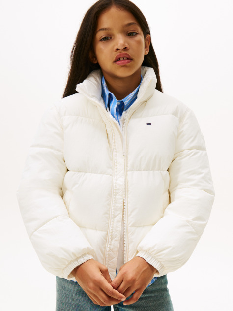 Beige Back Flag Logo Puffer Jacket  Kids Unisex