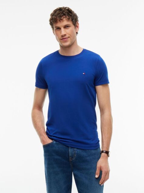 Blue Flag Embroidery Slim Fit T-Shirt  Men