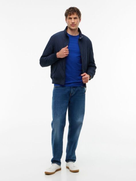 Blue Flag Embroidery Slim Fit T-Shirt  Men