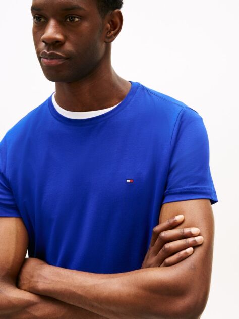Blue Flag Embroidery Slim Fit T-Shirt  Men