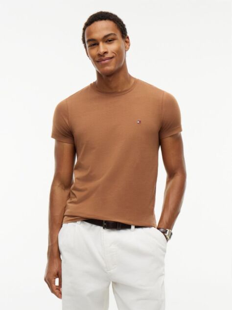 Brown Flag Embroidery Slim Fit T-Shirt  Men