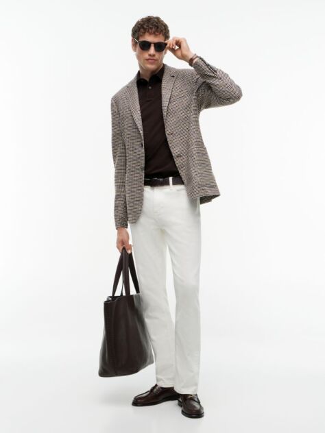 Brown 1985 Collection Regular Fit Pique Polo  Men